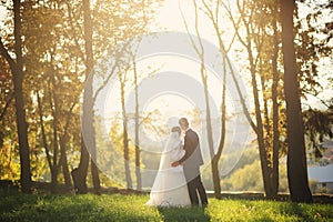 Happy bride and groom on their wedding