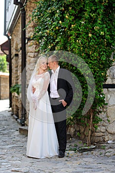 Happy bride and groom on their wedding