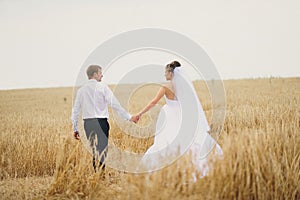 Happy bride and groom on their wedding