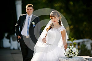 Happy bride and groom on their wedding