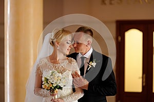 Happy bride and groom on their wedding