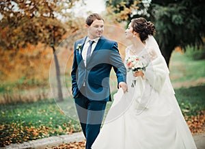 Happy bride and groom on their wedding