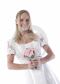 Happy bride in wedding dress