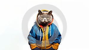 Happy British Shorthair Cat Dressed As A Rapper