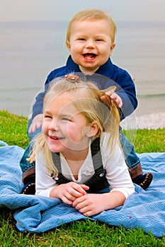 Happy Brother on Sister's Back