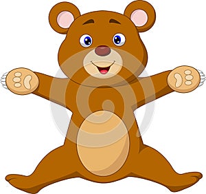 Happy brown bear cartoon jumping