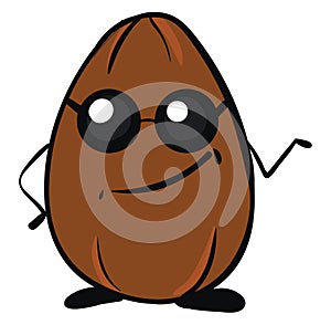 Happy brown nut , vector or color illustration