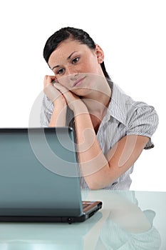 Happy brunette worker