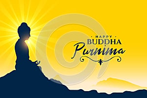 happy buddha purnima or vesak day background with light effect