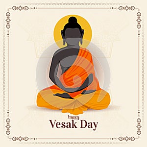 Happy Buddha purnima or Vesak day card with gautam buddha design