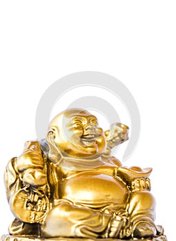 Happy Buddha on white background