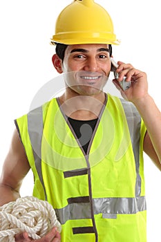 Happy builder construction worker