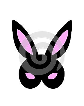 Happy bunny bdsm mask. Woman, Feminist art. Vector handdrawn design for poster, t shirt print, postcard, social media card, video