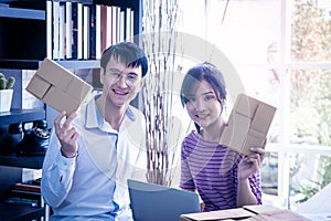 Happy Business Couple working together at home