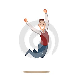 Happy Business Man Celebrating Victory by Jumping