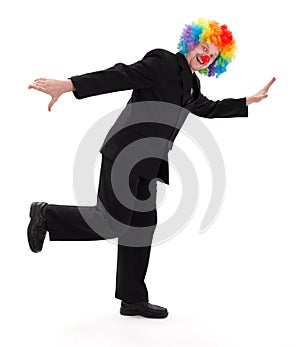 Happy business man with clown hair