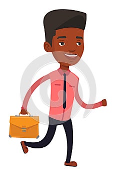 Happy business man running vector illustration.