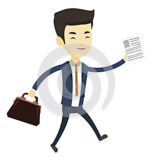 Happy business man running vector illustration.