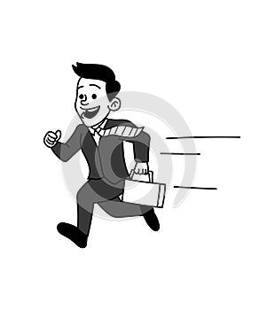 Happy business man with suitcase