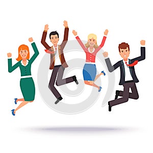 Happy business people celebrating their success