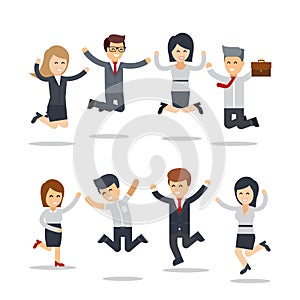Happy business people jumping. Team work.Group of businessmen
