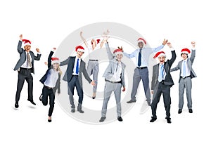 Happy Business People Wearing Santa Hat