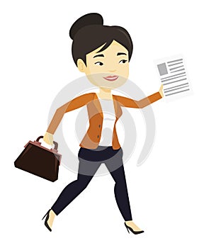 Happy business woman running vector illustration.