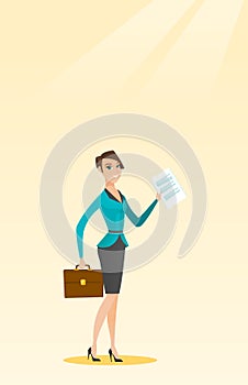 Happy business woman running vector illustration.