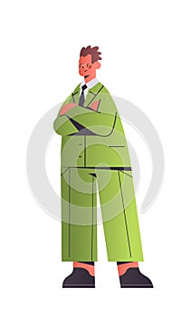 Happy businessman with folded hands business man office worker in casual clothes male cartoon character