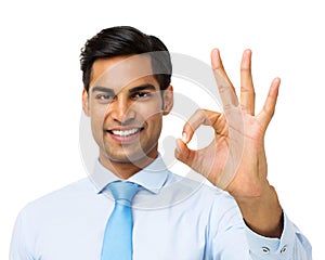 Happy Businessman Gesturing Okay Sign