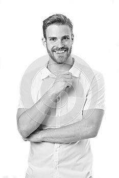 Happy businessman. office manager smiling, black and white. businessman or office manager ready to work. businessman in