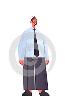 Happy businessman office worker in casual clothes male cartoon character full length