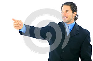 Happy Businessman Pointing