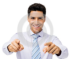 Happy Businessman Pointing At You