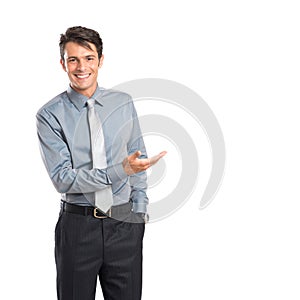 Happy Businessman Presenting