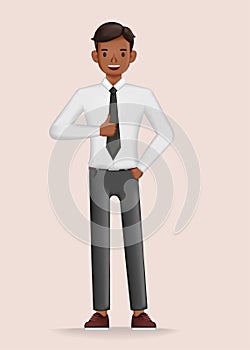 Happy businessman showing thumbs up hand character design. 3d vector illustration