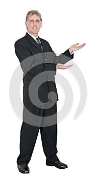 Happy Businessman With SMile, Your Product Here Isolated