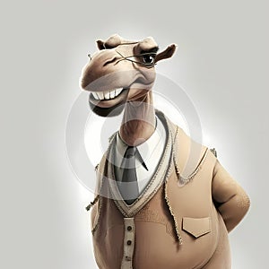 Happy Camel Businessman. Generative AI