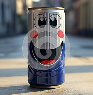 a happy can on the street