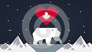 Happy canada day celebration with heart and bear