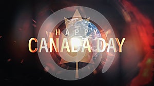 Happy Canada Day Cinematic Greeting Title Background Concept. 4K 3D seamless loop Happy Canada Day Patriotic Independence day.