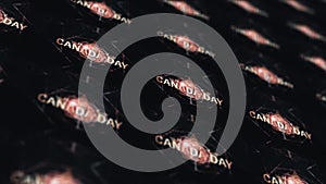Happy Canada Day Cinematic Greeting Title Banner Background Concept. 4K 3D rendering seamless loop Happy Canada Day.