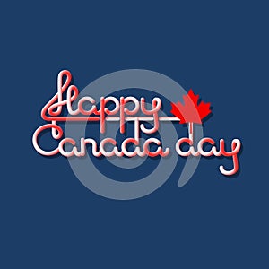 Happy Canada Day lettering isolated on blue. Vector.