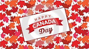 Happy Canada Day pbanner and poster. 1st july. Vector illustration greeting card. Canada Maple leave pattern on white background