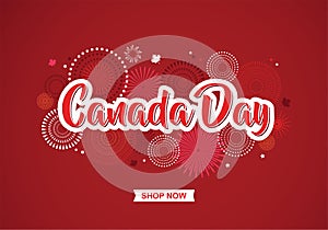 Happy Canada Day poster. 1st july. Vector illustration greeting card. Canada Maple leaves on white background