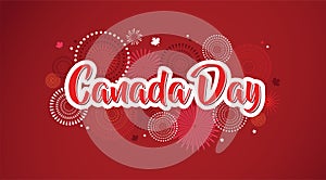 Happy Canada Day poster. 1st july. Vector illustration greeting card. Canada Maple leaves on white background