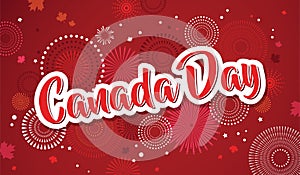 Happy Canada Day poster. 1st july. Vector illustration greeting card. Canada Maple leaves on white background