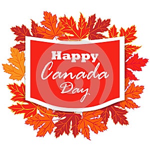 Happy Canada Day poster. Canada Maple leave on white background.