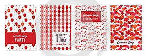 Happy Canada Day poster and cards. 1st july. Vector illustration greeting card. Canada Maple leaves on white background.