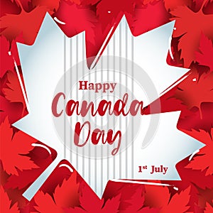 Happy Canada Day on Red Maple Leaves